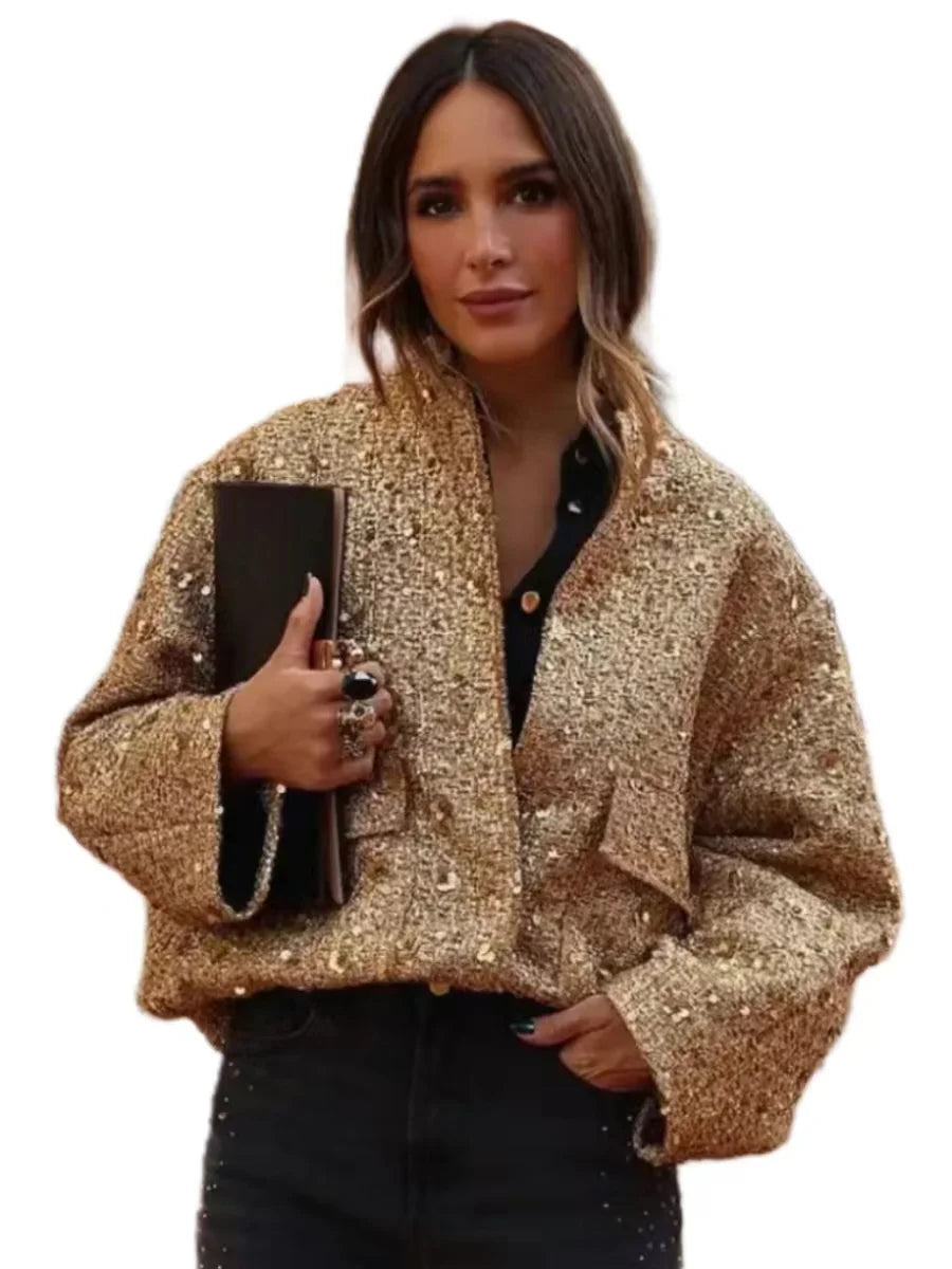 Gold Sequin Woven Jacket
