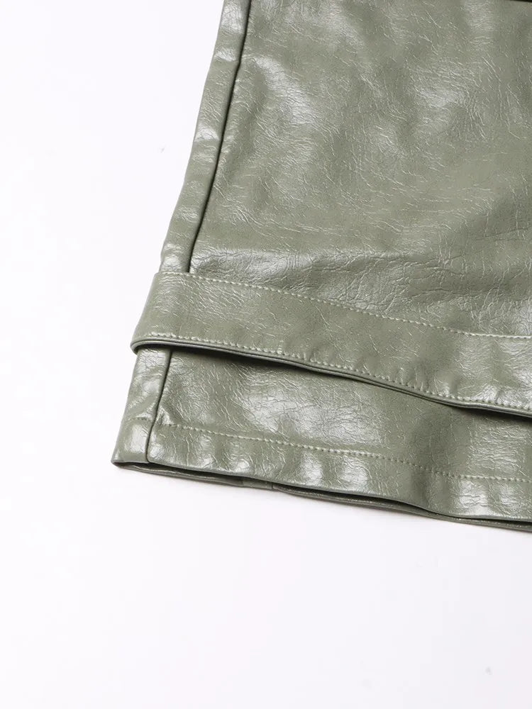 Faux Leather Cargo Pants