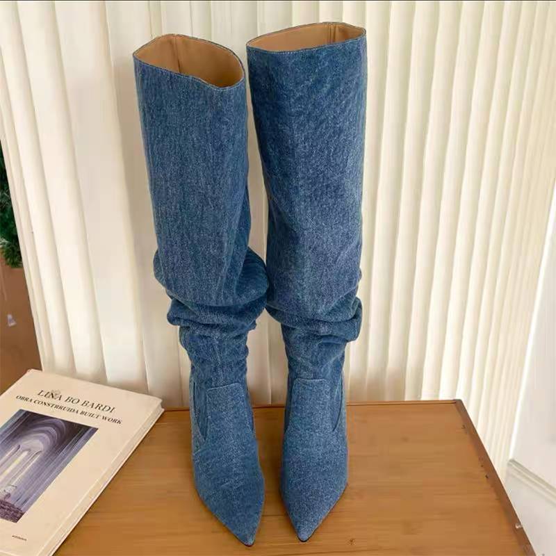 Slouchy Denim Boots