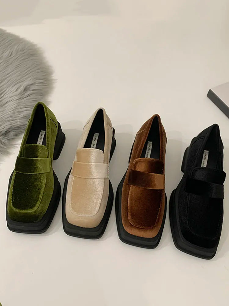 Black Velvet Loafers