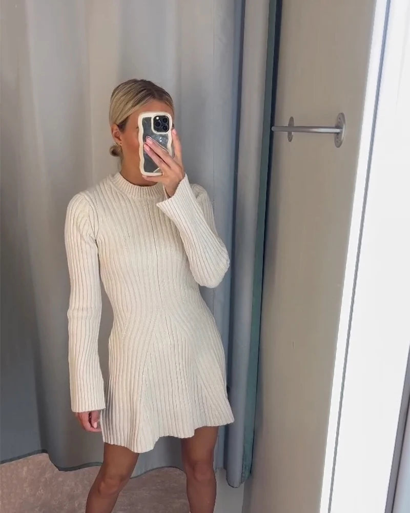 Ribbed Knit A-Line Dress
