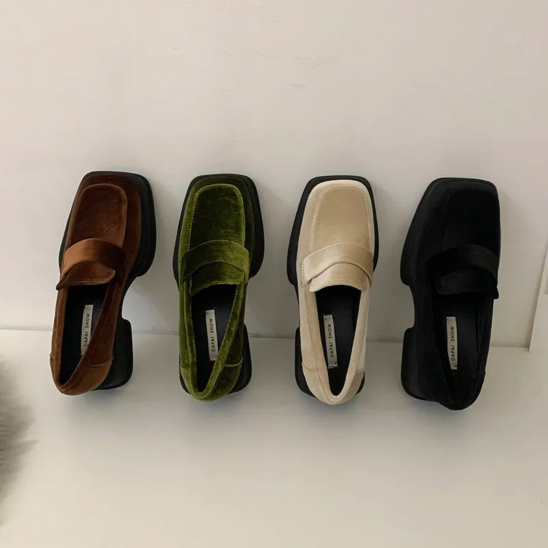 Black Velvet Loafers