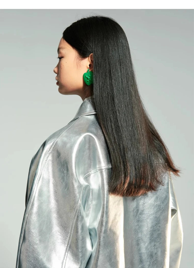 Silver Patent Leather Jacket