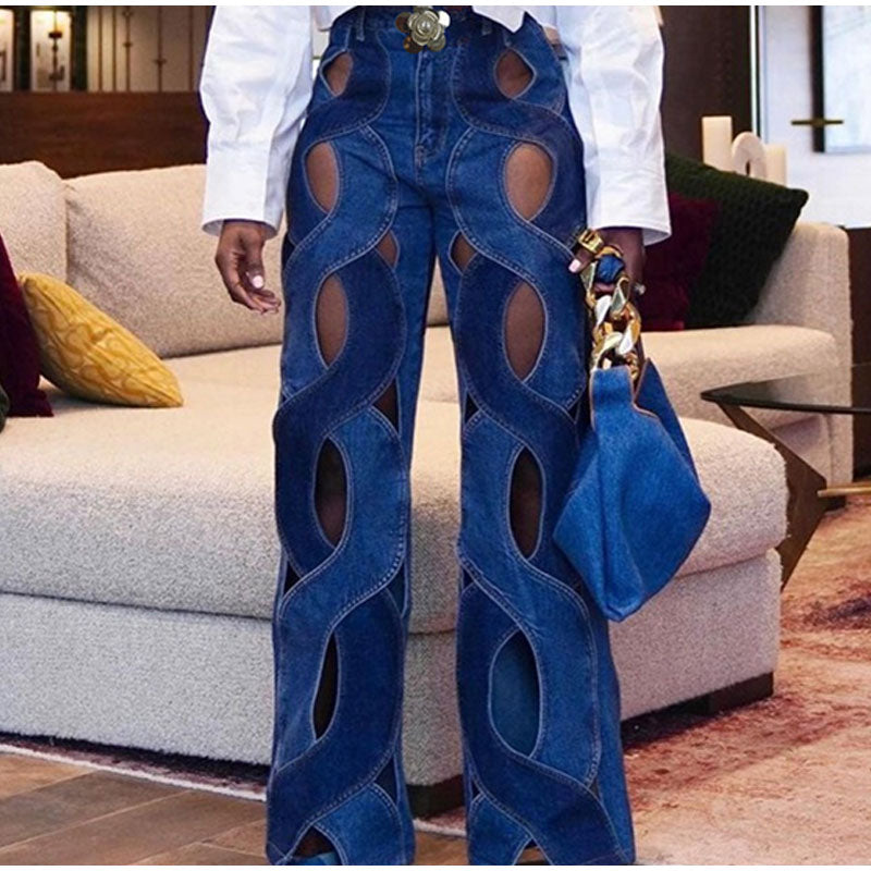 Criss Cross Denim Flare Jeans