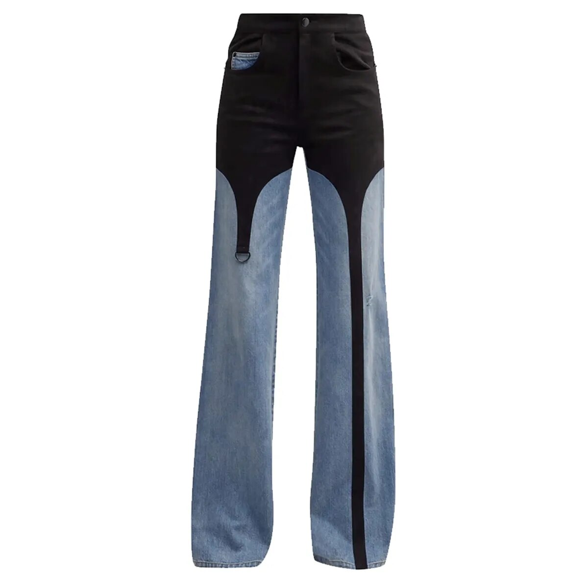 Black and Blue High Waisted Wide Leg Jeans