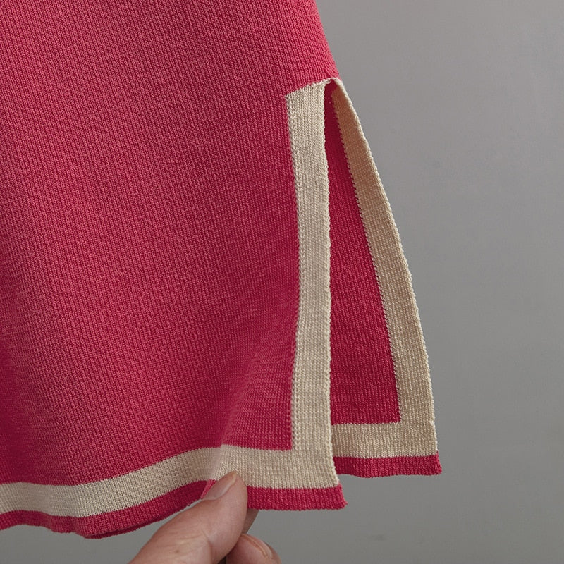 Ankle Length Two Piece Knit Set with Side Slit