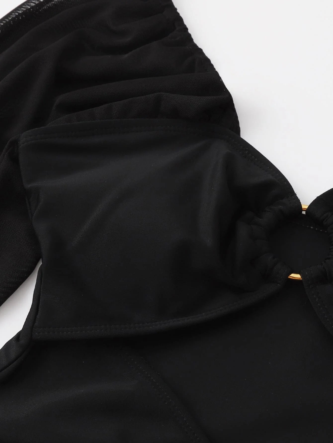 Black One Piece Swimsuit with Long Sheer Sleeves
