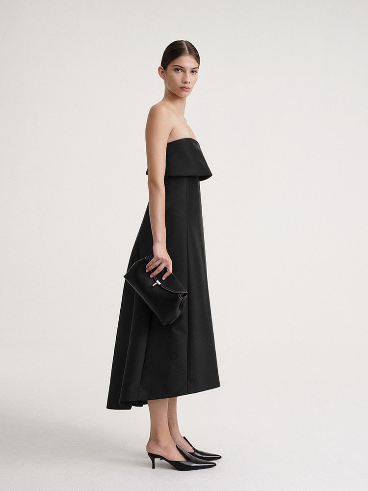 Black Strapless Dress with A-Line Skirt