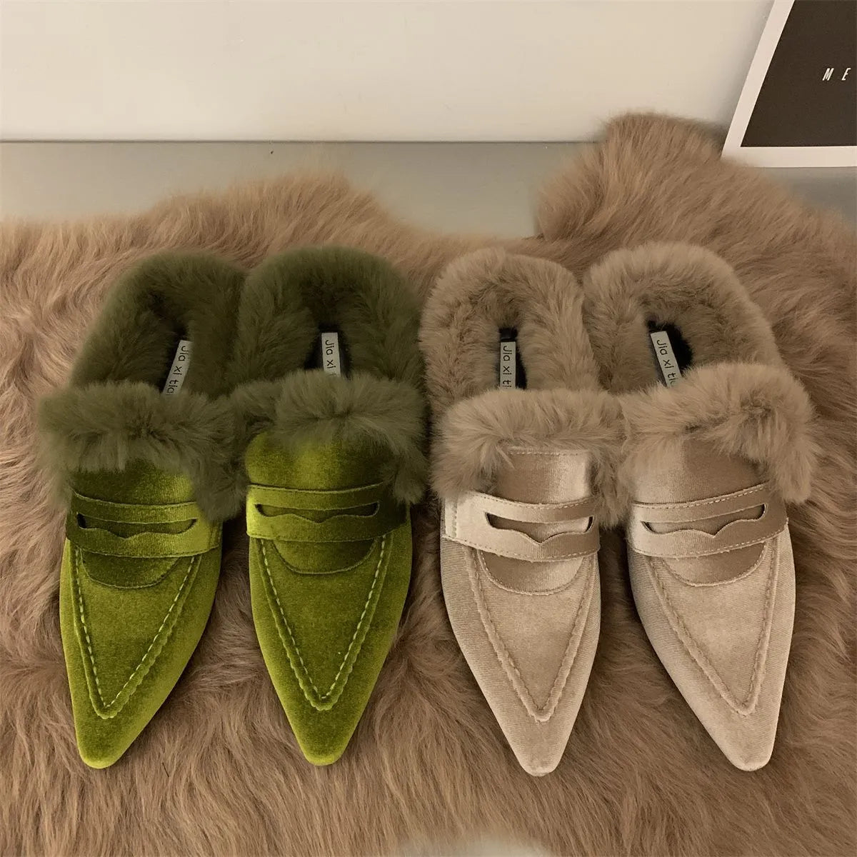 Oatmeal Fur Slippers