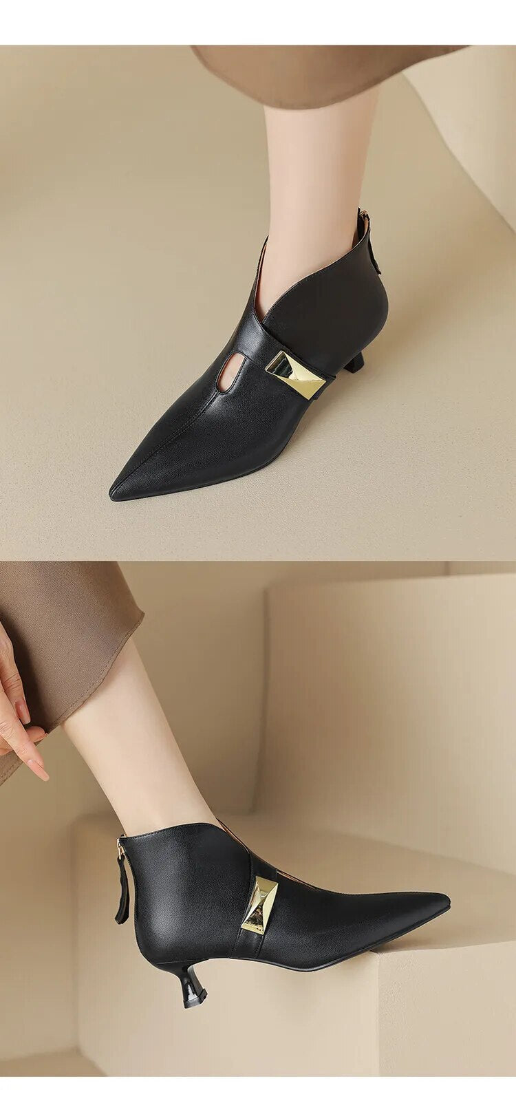 Pointed Toe Kitten Heeled booties