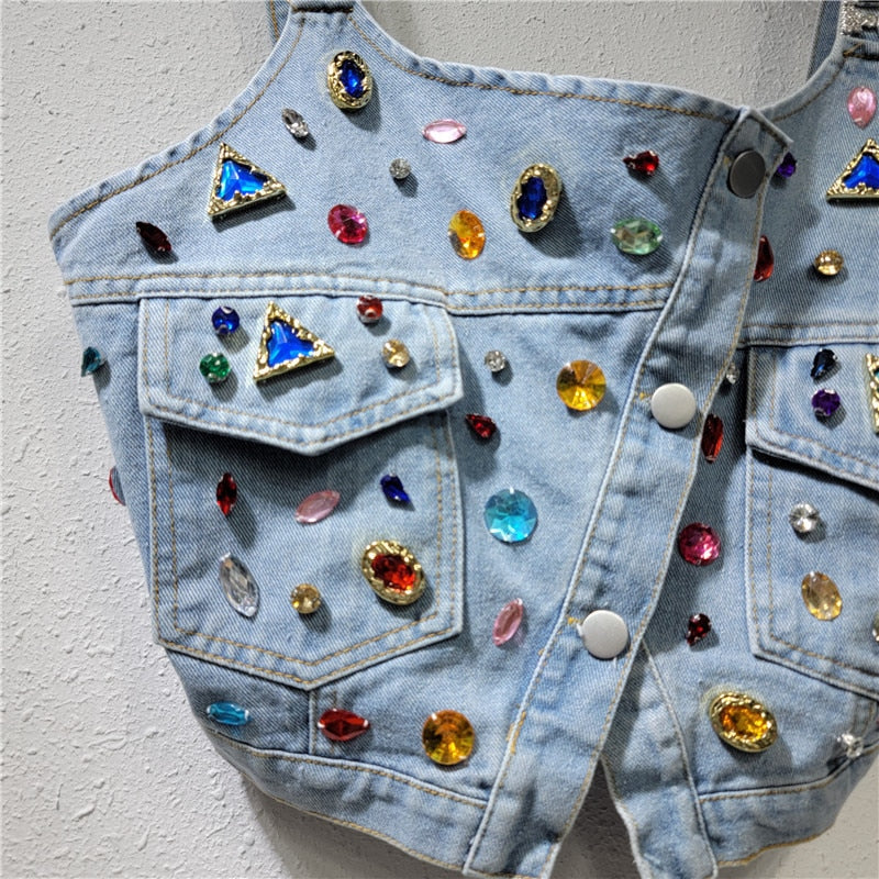 Jeweled Denim Vest