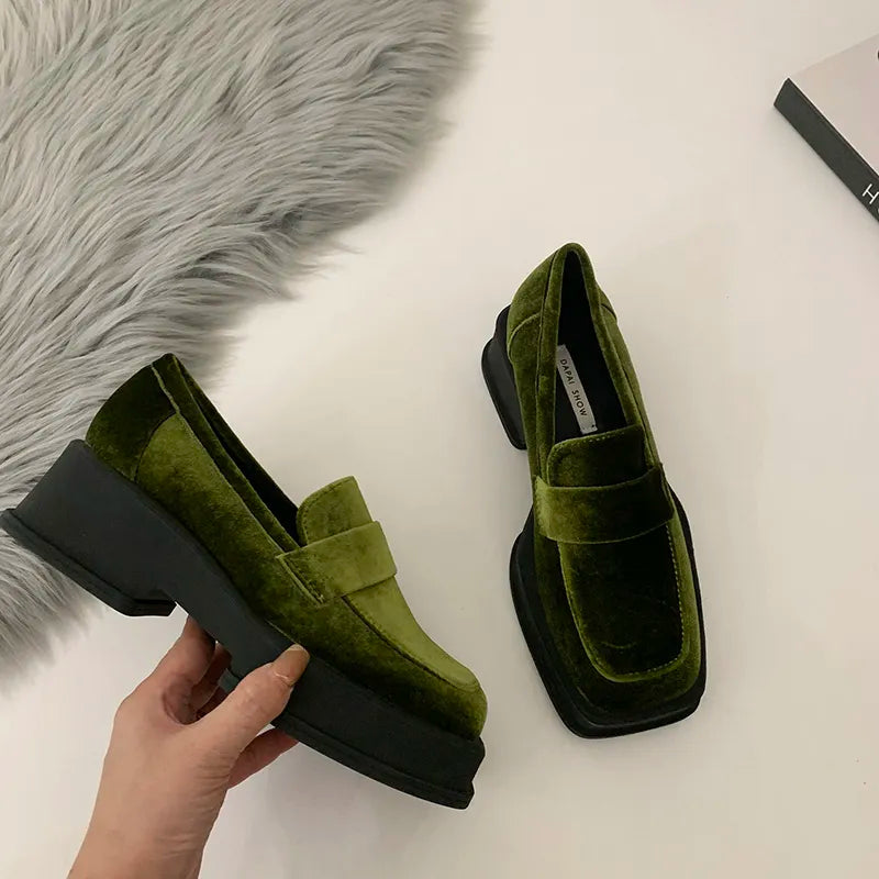 Black Velvet Loafers