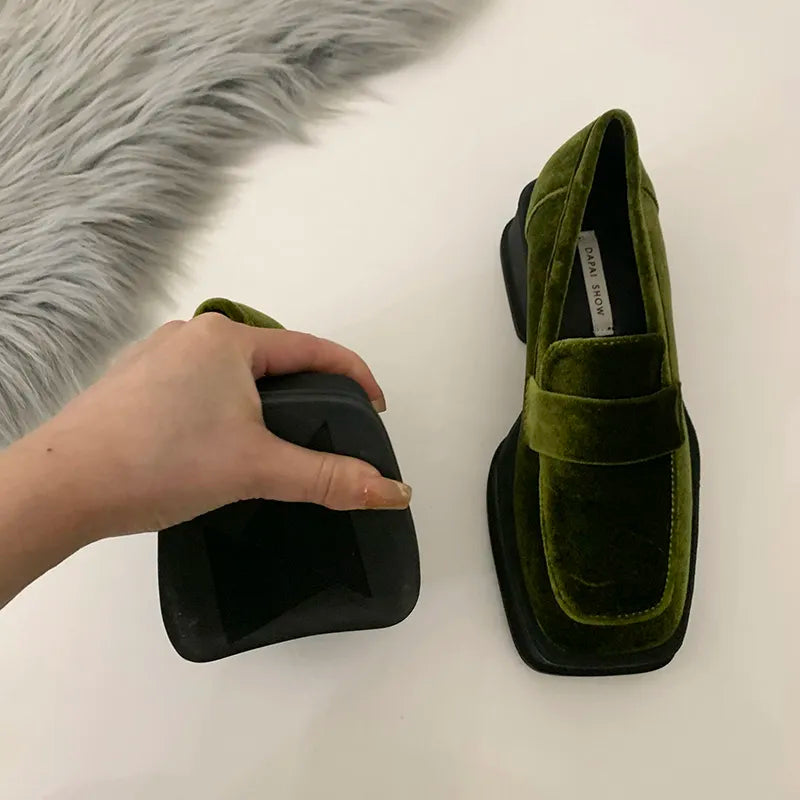 Black Velvet Loafers