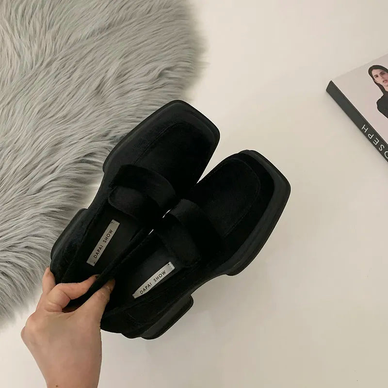 Black Velvet Loafers