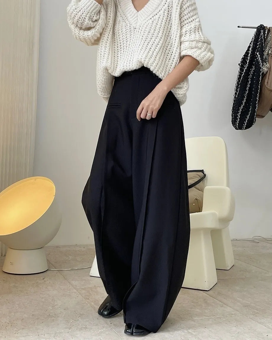 High Waisted Wide Leg Jersey Pants
