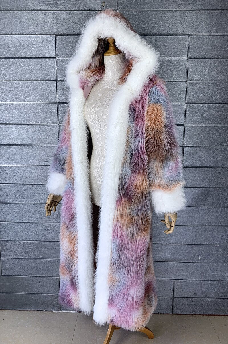 Colourful Faux Fur Coat
