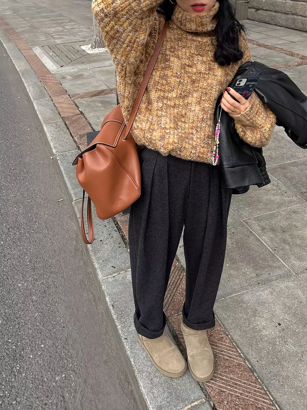 High Waist Wool Harem Pants