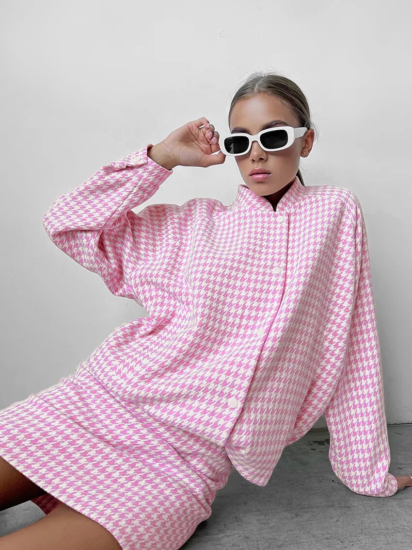 Knit Skirt with Bomber Jacket Set