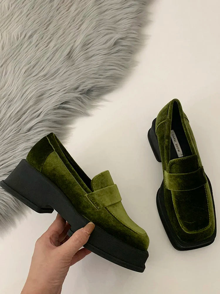 Black Velvet Loafers