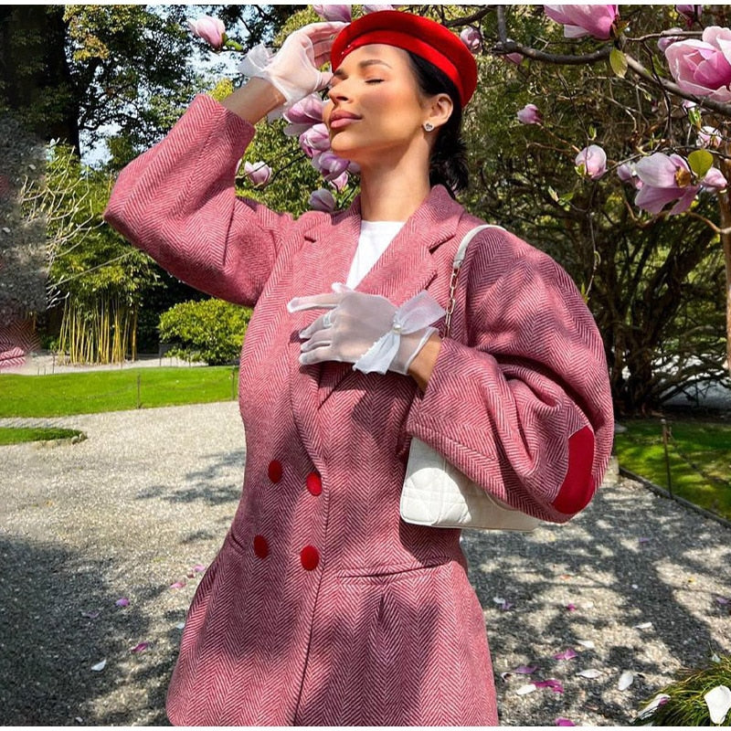 Double Breasted Lantern Sleeve Blazer