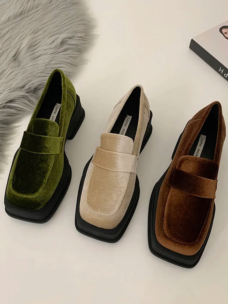 Black Velvet Loafers