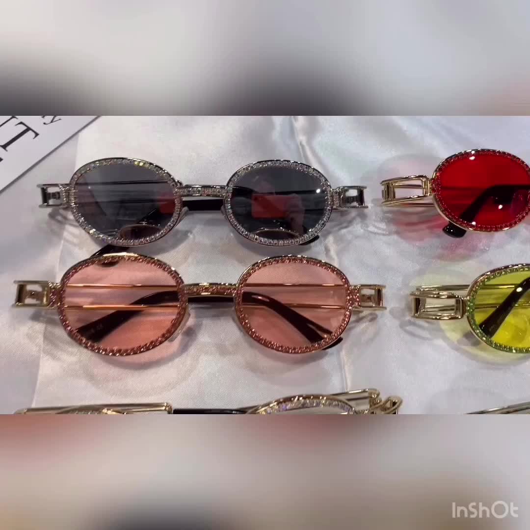 Blu-Ray Protection Round Crystal Sunglasses