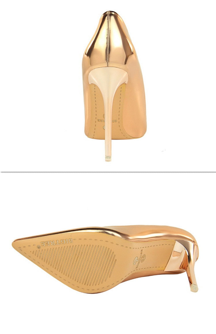 Champagne Dreams Patent Leather High Heels Shoes