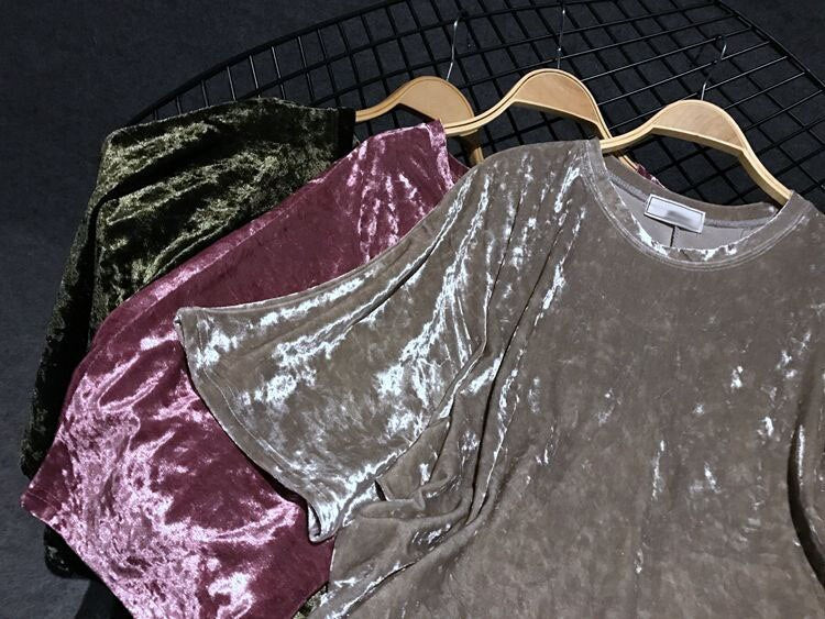 Sparkling Velvet T-Shirt Dress with Pockets