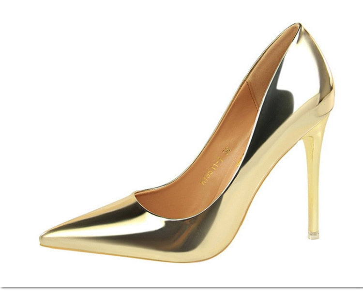 Goldy Locks Patent Leather High Heels Shoes