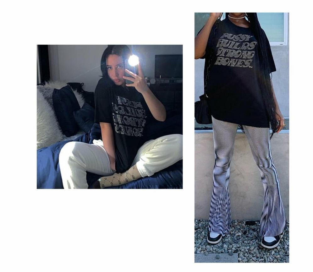 Vintage Punk Rhinestone Graphic Tee