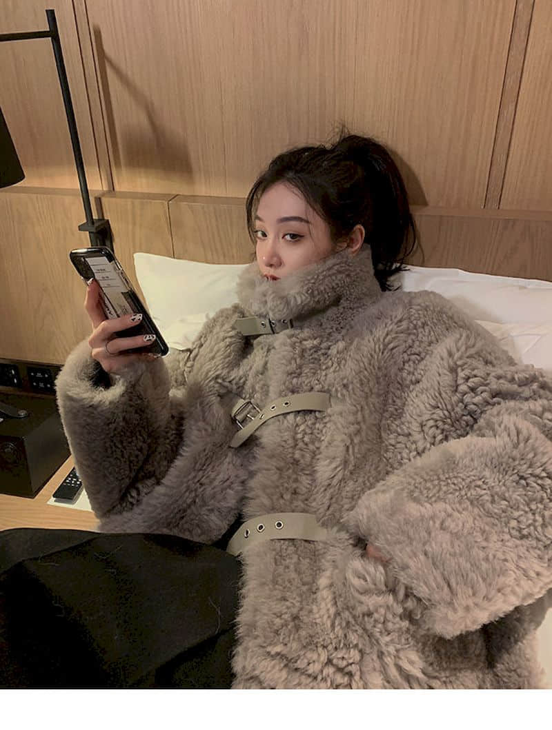 Plush Lambs Wool Mid-length Winter Jacket - Multiple Colors