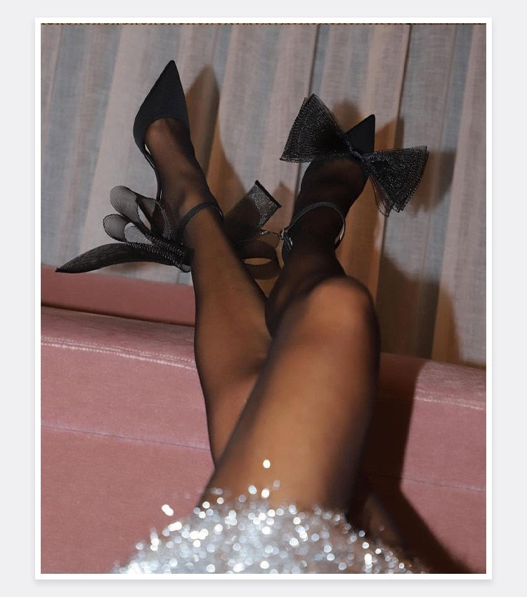 Silk Butterfly-Knot Stilettos