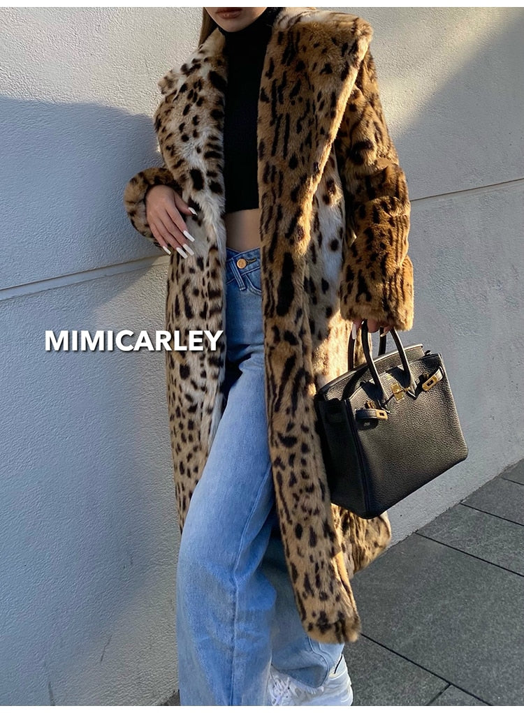 Leopard Print Faux Fur Coat