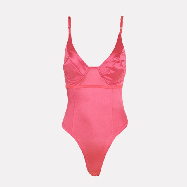 Satin Spaghetti Strap Bodysuit - 6 colors