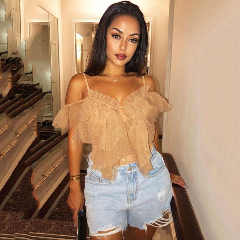 Ruffled Chiffon Bodysuit - 4 colors