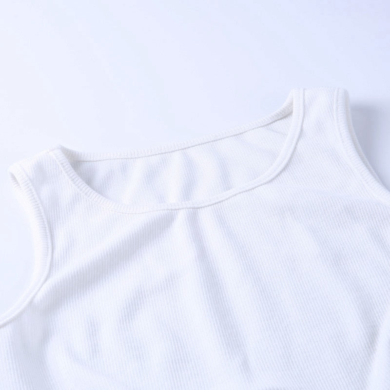 Ribbed Knit Brief and Tank Set in grey, white and black