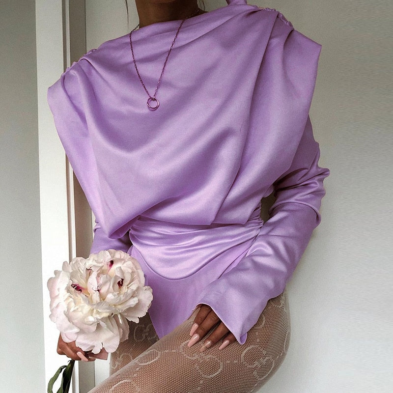 Satin Long Sleeve Bodysuit Blouse - 5 colors