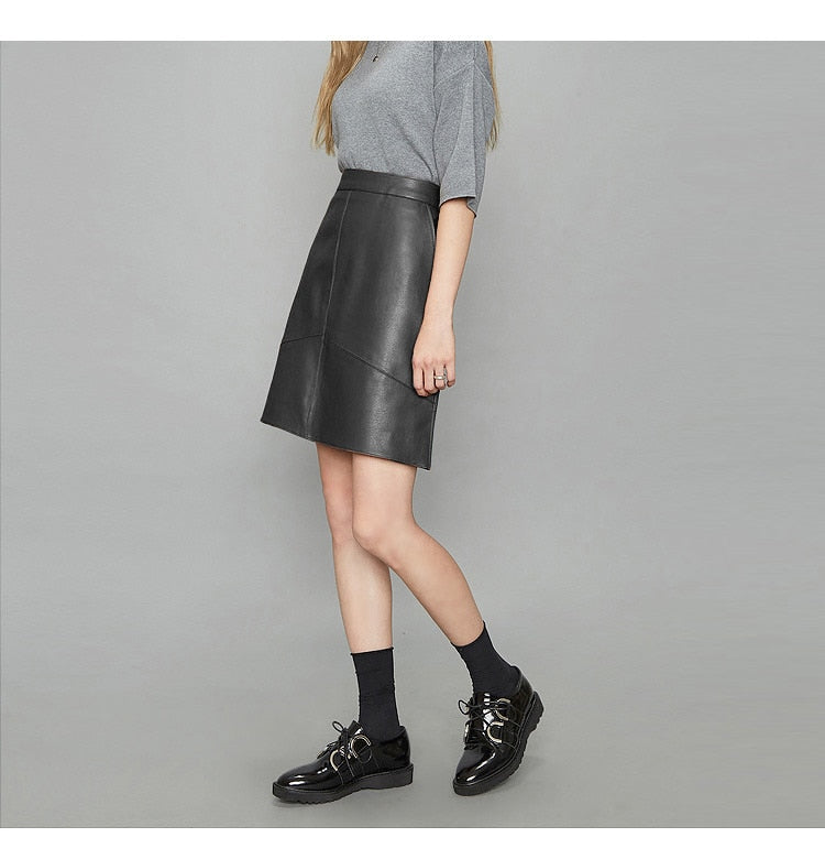High Waisted Leather Skirt