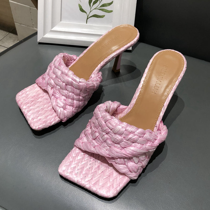 Open Toe Cane Weave Sandals - 3 Colors