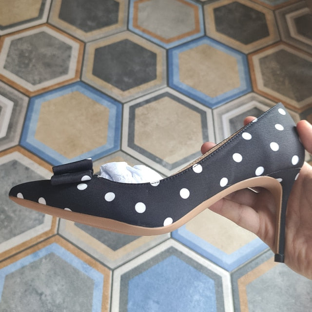 Polka Dot Satin Stiletto