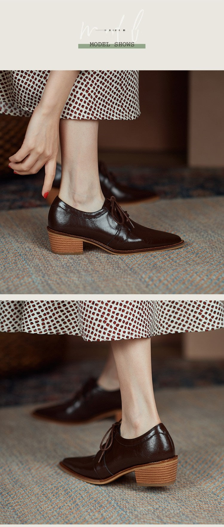 Split Leather Pointed Toe Oxfords