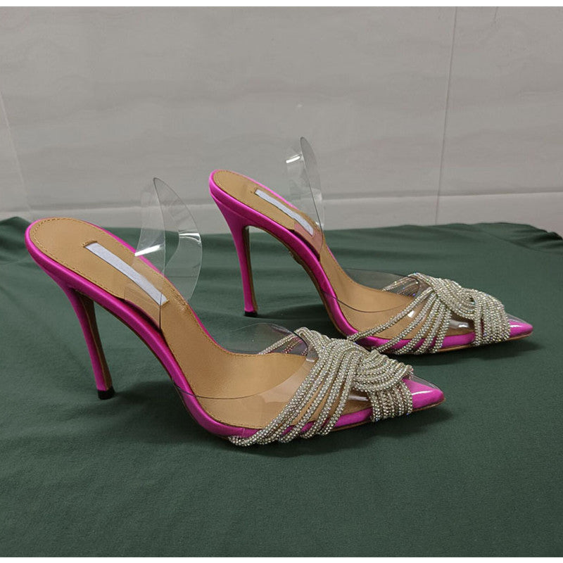 Transparent Rhinestone Slingbacks Sandals