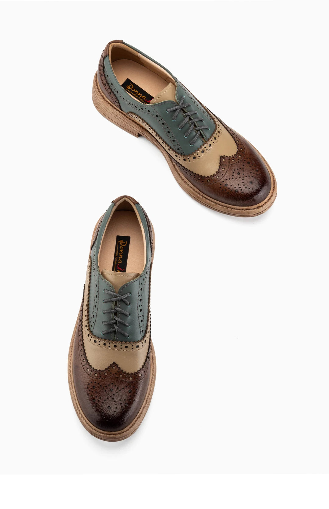 Genuine Leather Mixed Color Oxfords