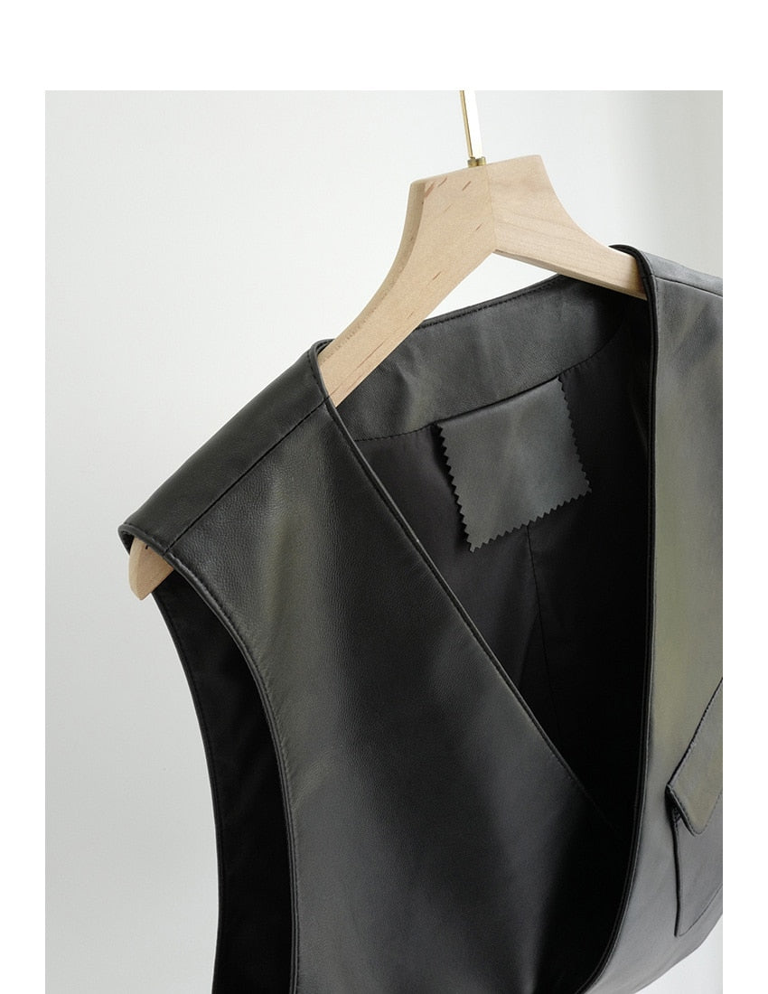 Asymmetrical Leather Vest