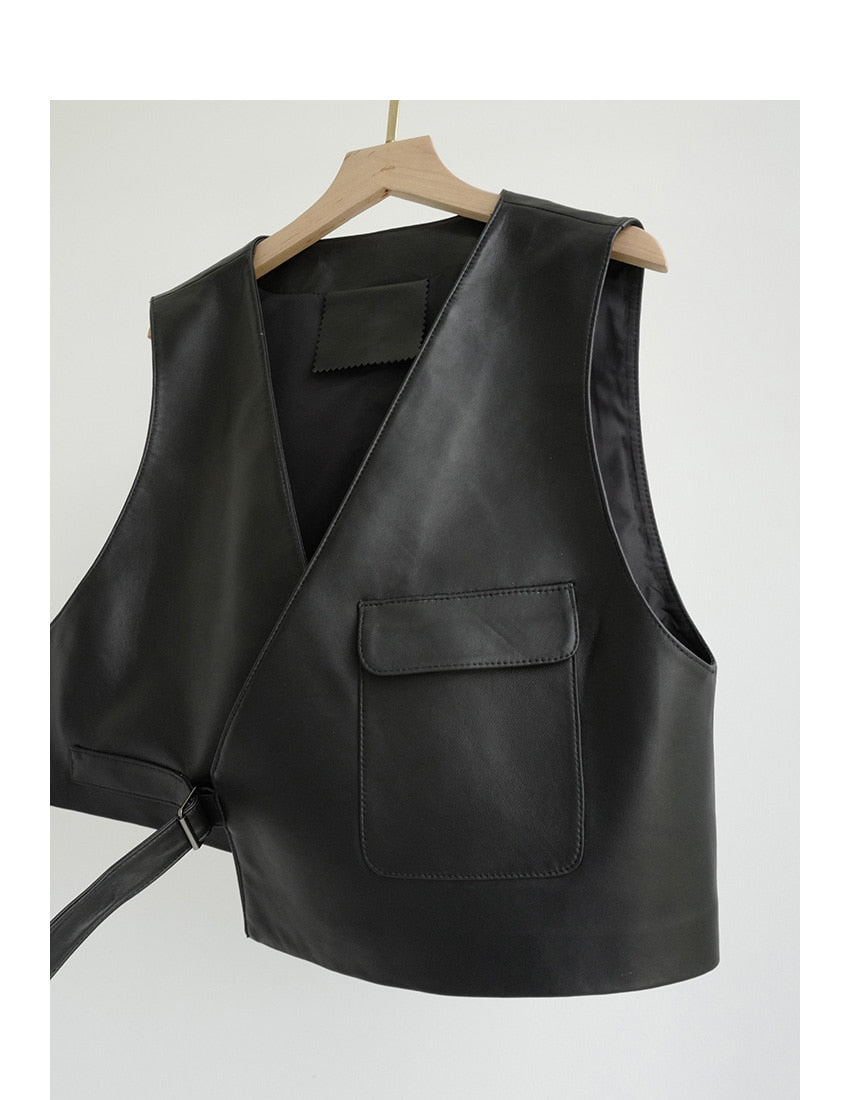 Asymmetrical Leather Vest