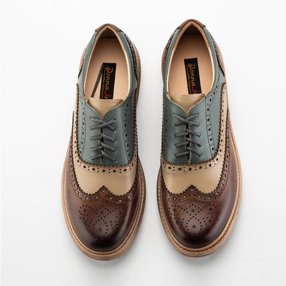 Genuine Leather Mixed Color Oxfords