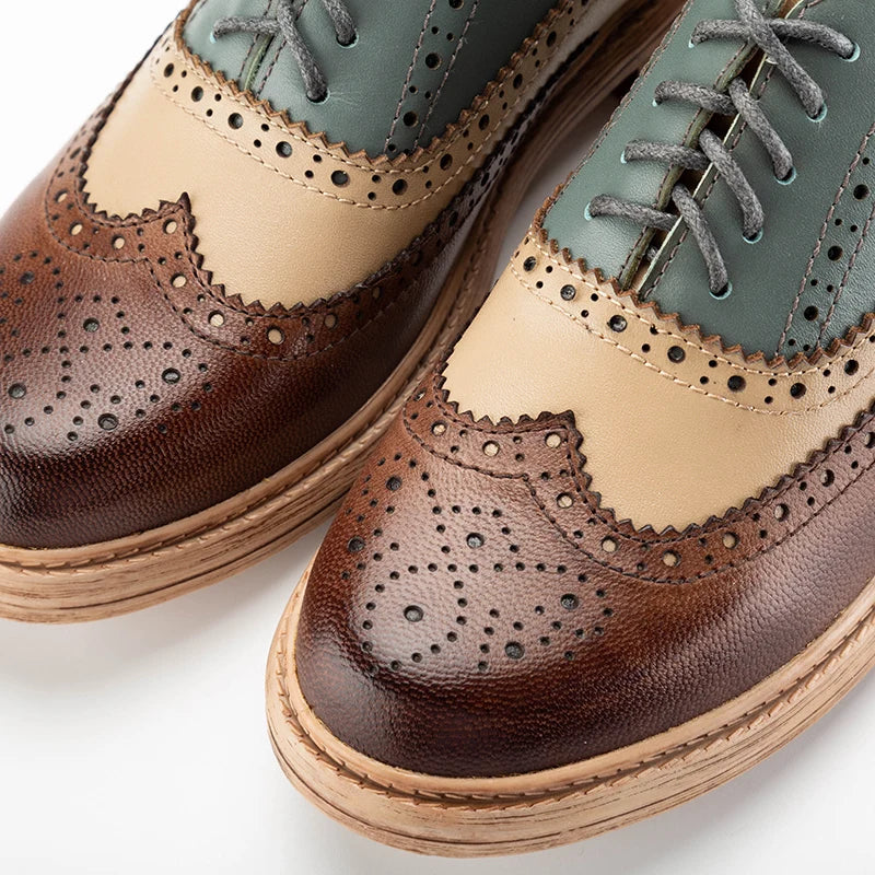 Genuine Leather Mixed Color Oxfords