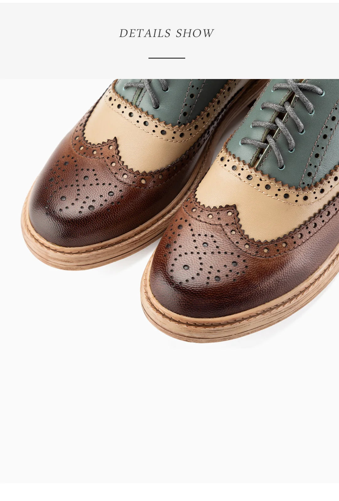 Genuine Leather Mixed Color Oxfords