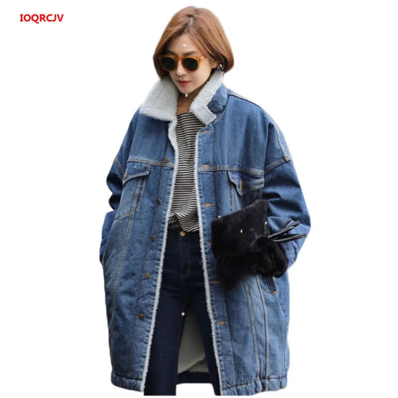 Long Denim and Fleece Jacket