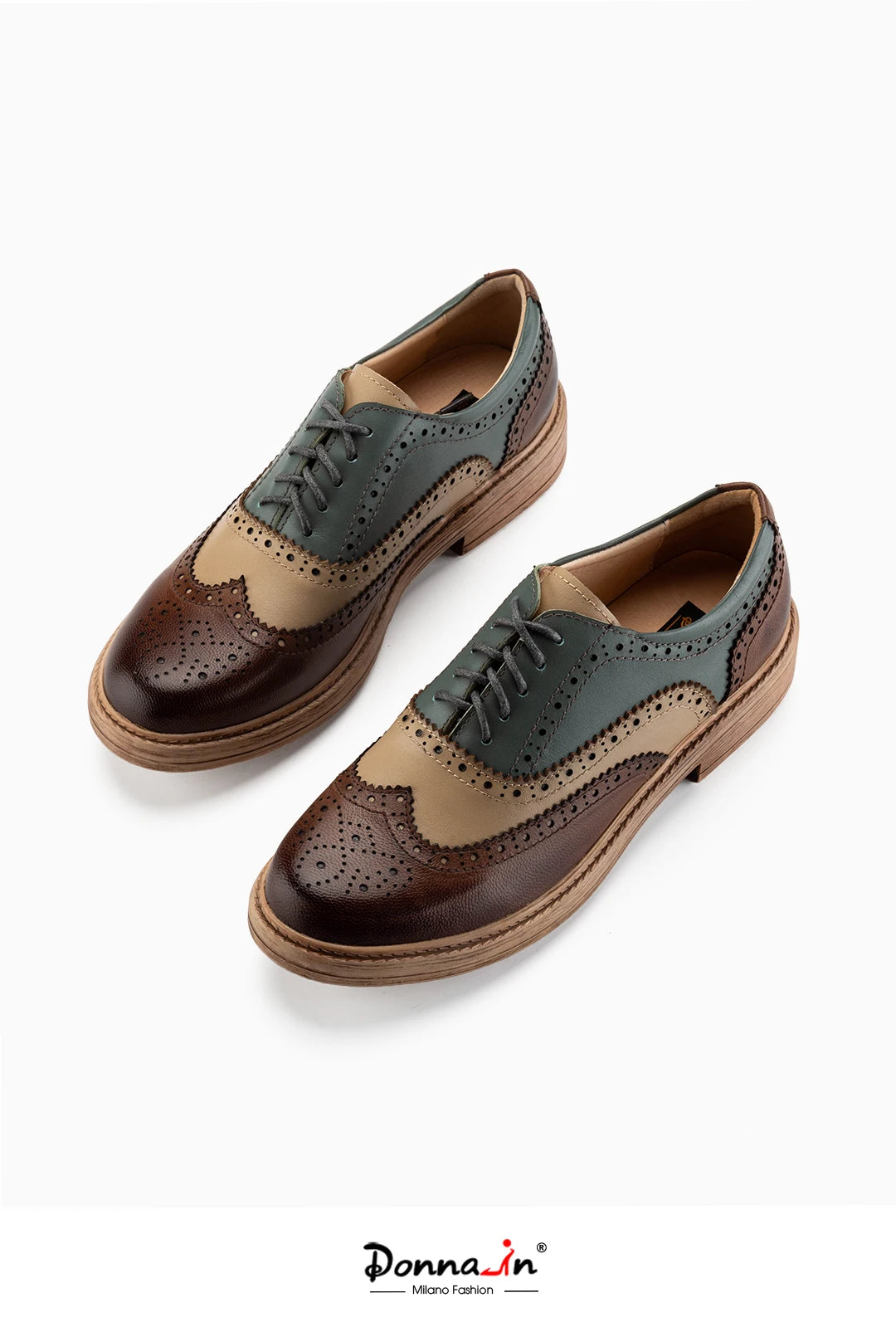 Genuine Leather Mixed Color Oxfords